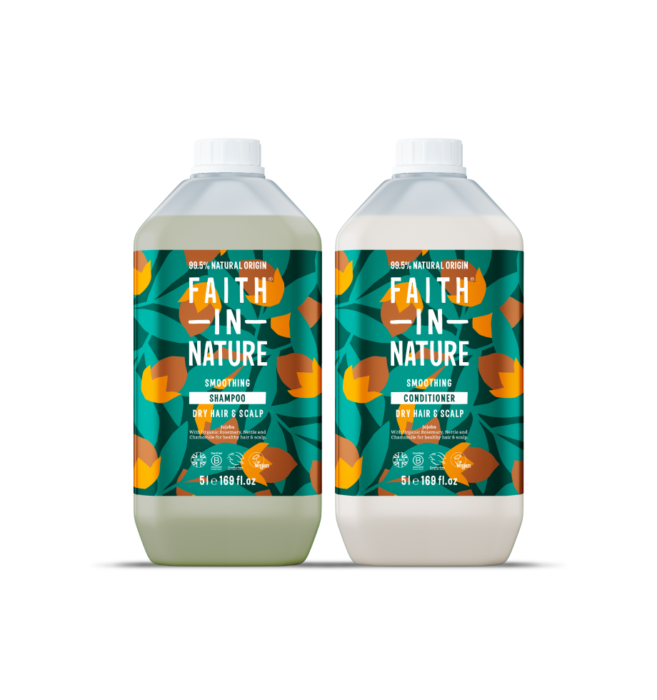 Faith In Nature Jojoba shampoo and conditioner set in 5L refill bottles