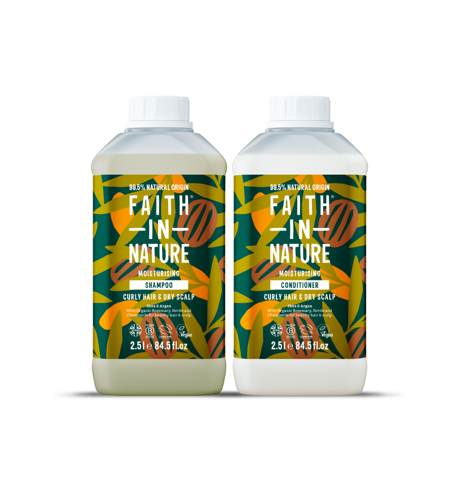 Faith In Nature Shea and Argan shampoo and conditioner set in 2.5L refill bottles