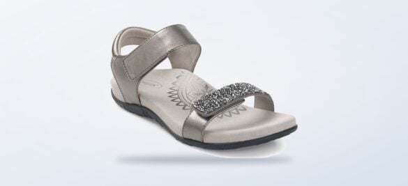 Aetrex Maria jeweled gunmetal quarter strap sandal