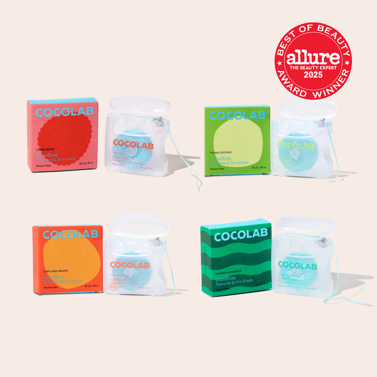 Cocofloss Happiness Set with four colorful floss flavor sets
