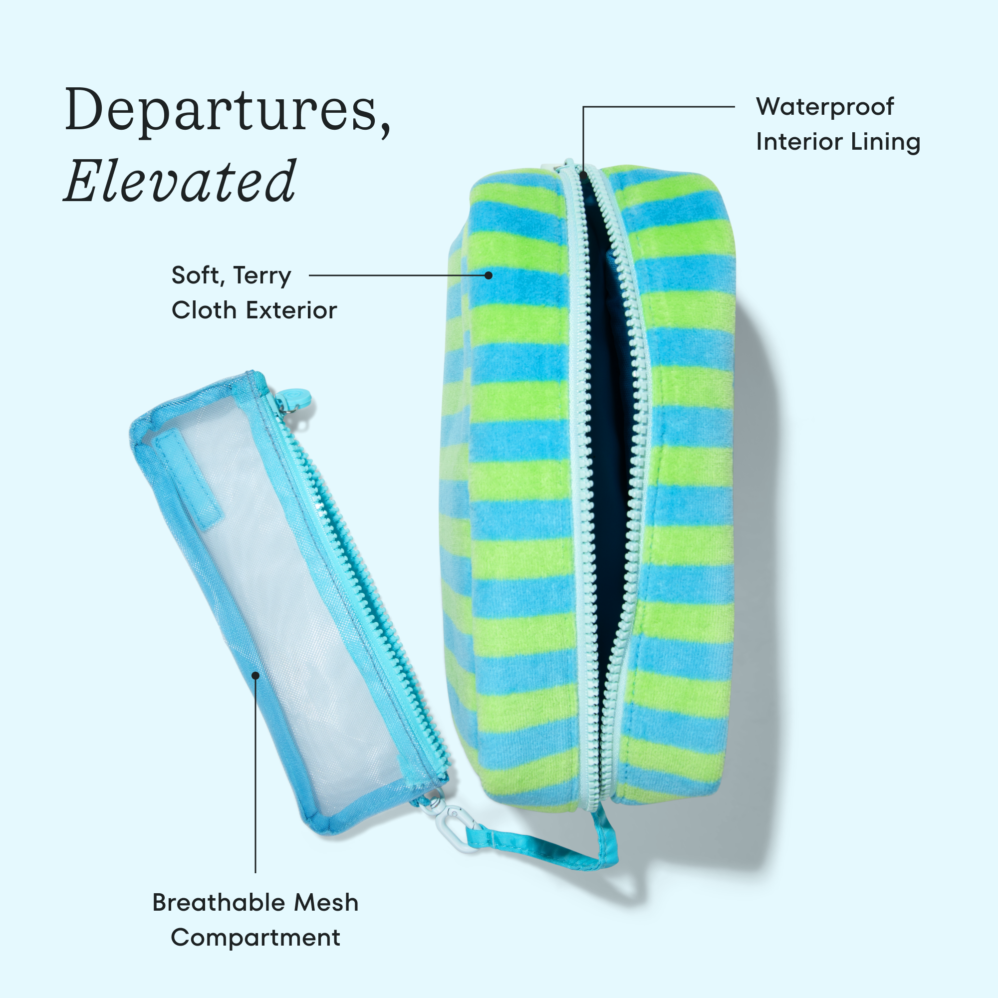 Cocofloss Jet Setter Pouch and mesh pouch shown together