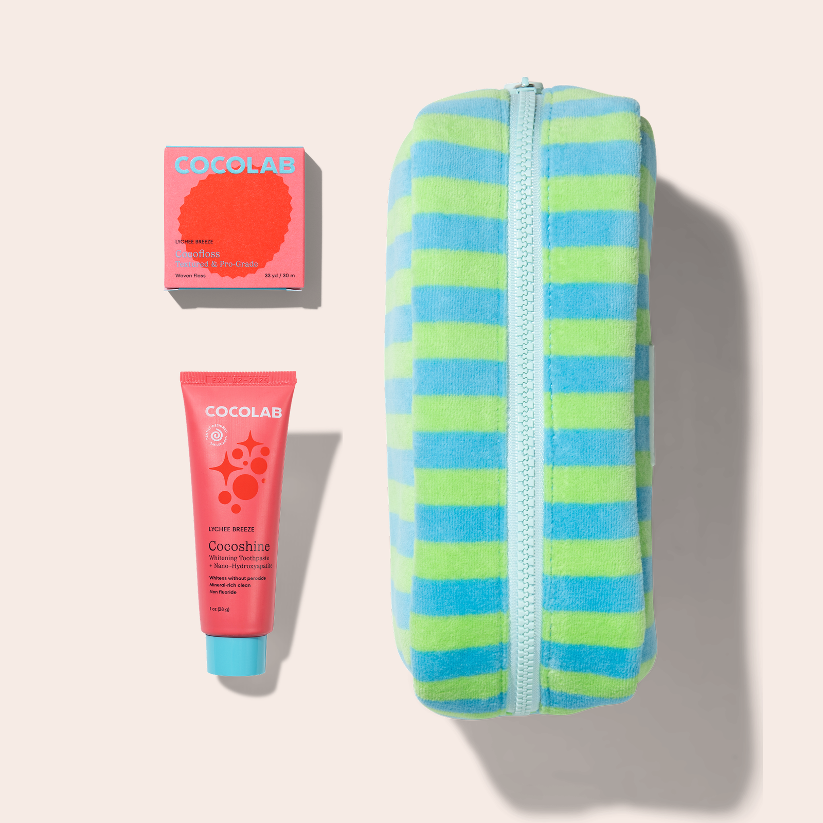 Cocofloss Ready Set Jet travel oral care bundle shown as a product set