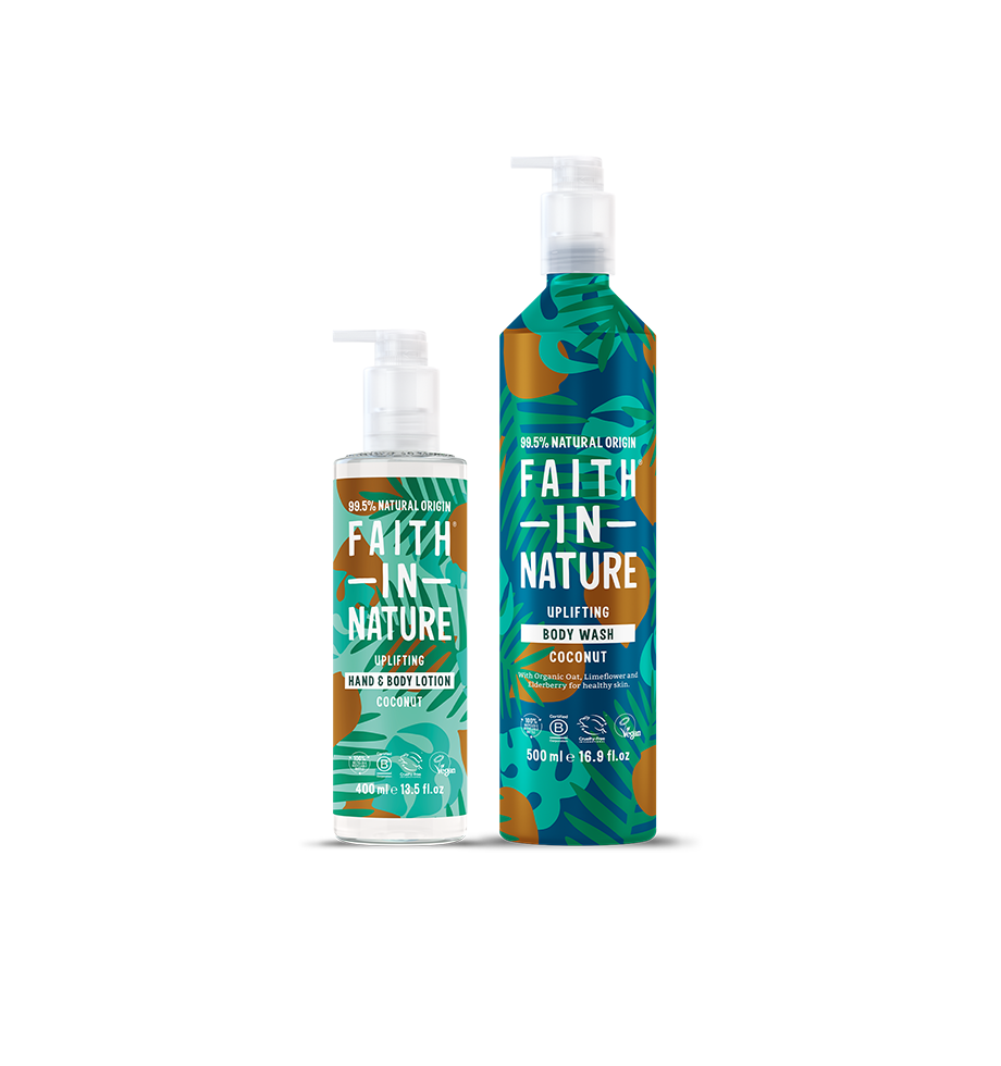Faith In Nature Coconut aluminium body wash and lotion set
