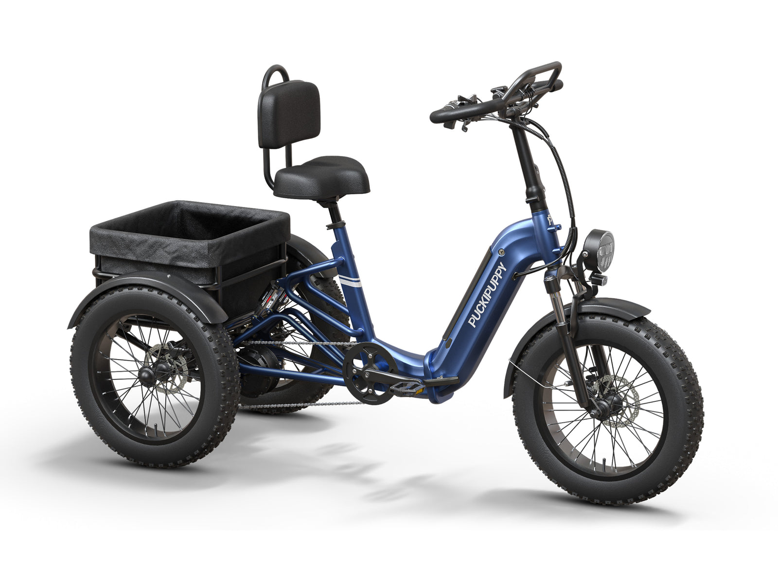 Puckipuppy Rottweiler electric trike in blue