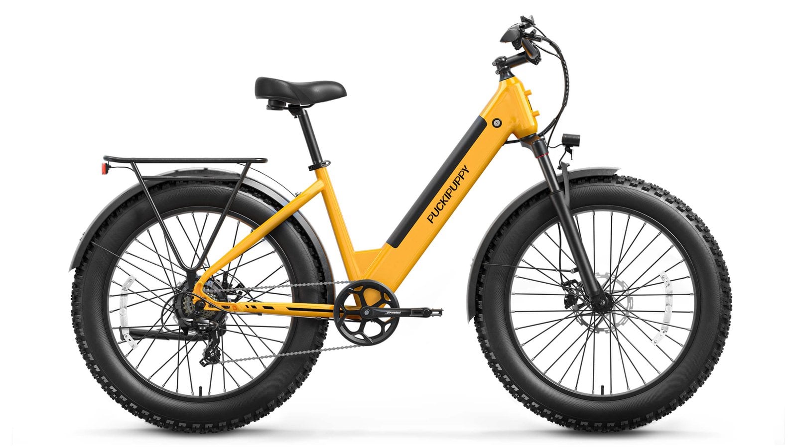 Puckipuppy Samoyed electric bike in an outdoor setting
