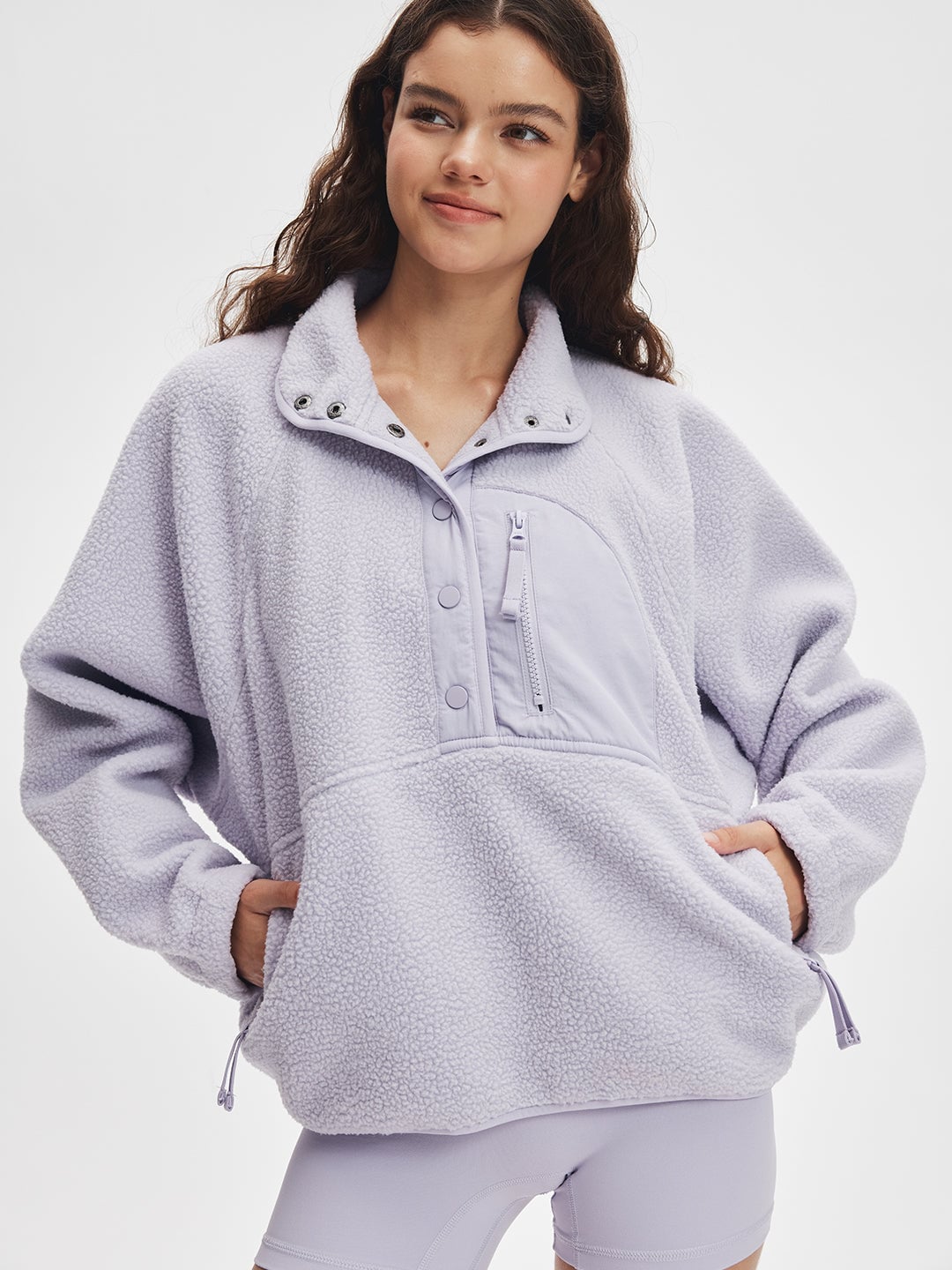 Sherpa Fleece Quarter Button Pullover