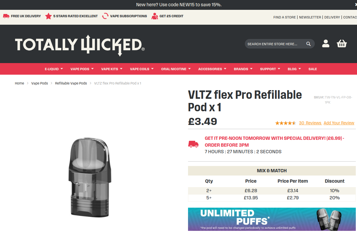 VLTZ flex Pro refillable pod product page