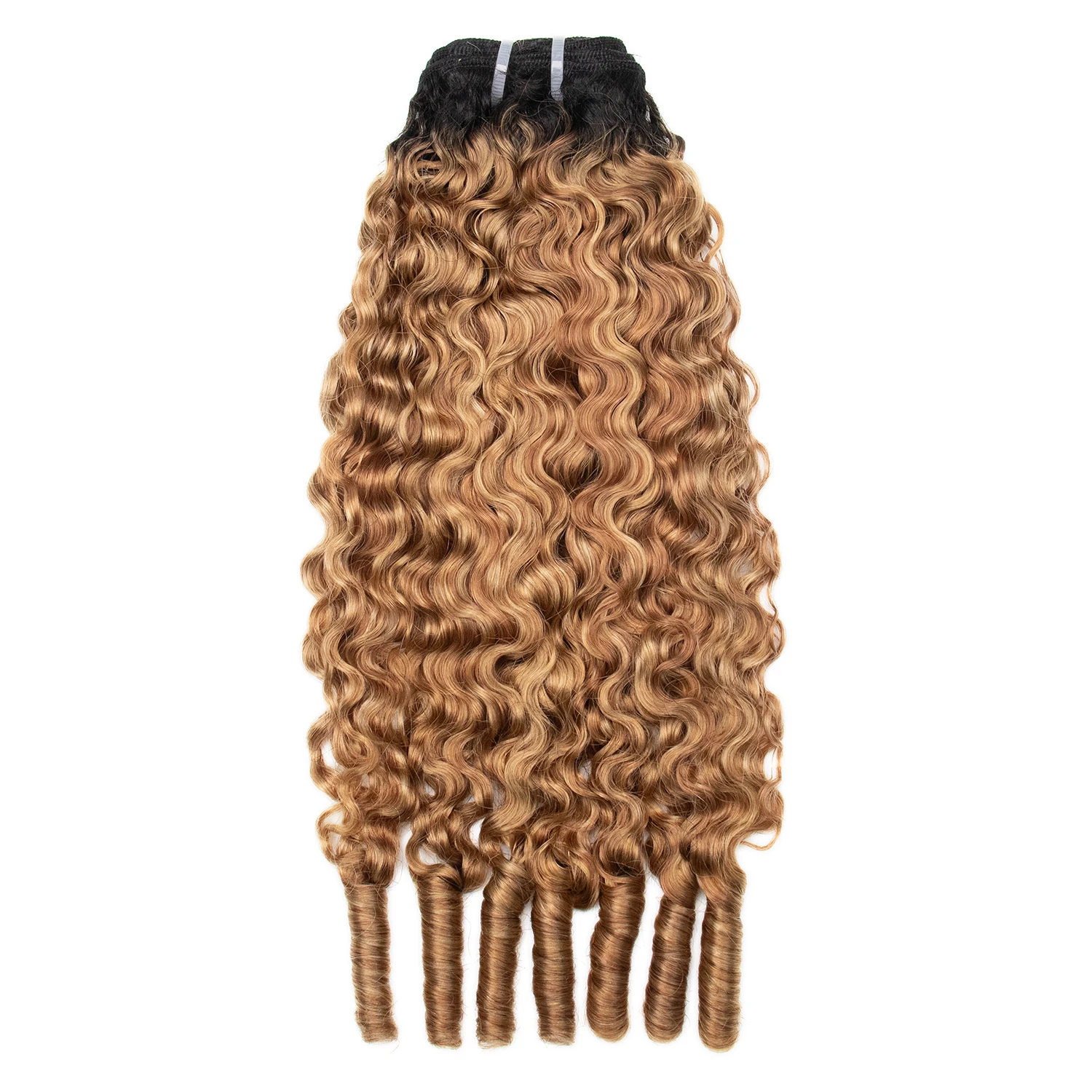 T1B/27/30/613 double drawn Burmese water curly weft bundles