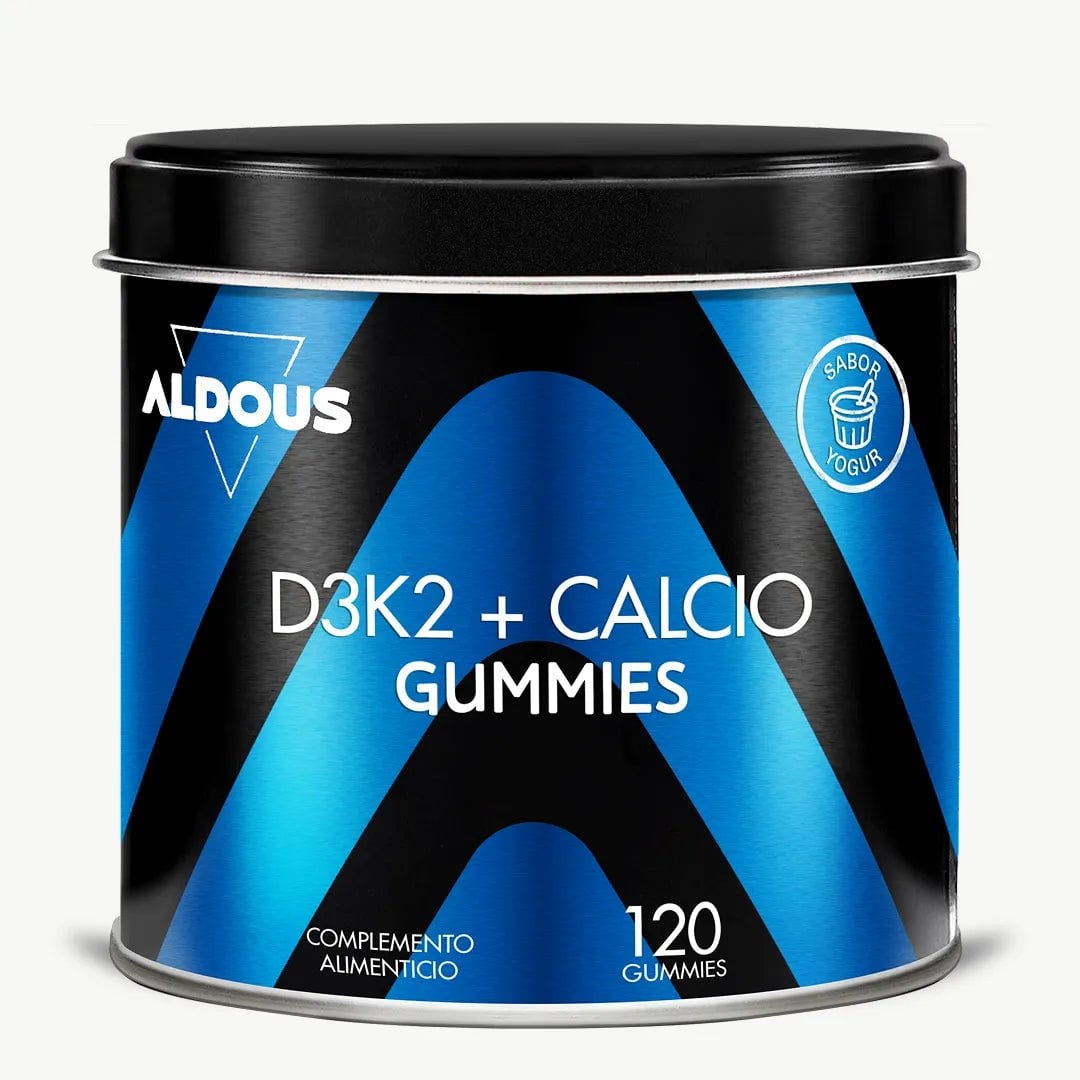 Envase de gominolas de vitamina D3K2 y calcio de Aldous Bio
