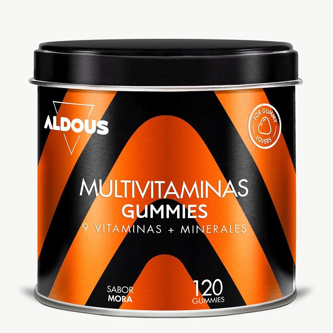 Envase de multivitaminas en gominolas de Aldous Bio