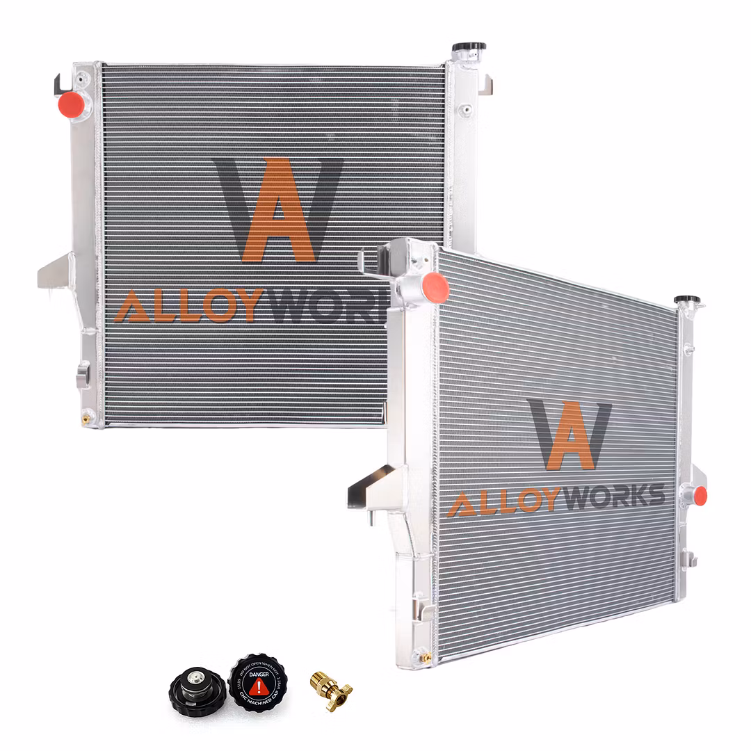 Three-row radiator for a Dodge Ram diesel pickup