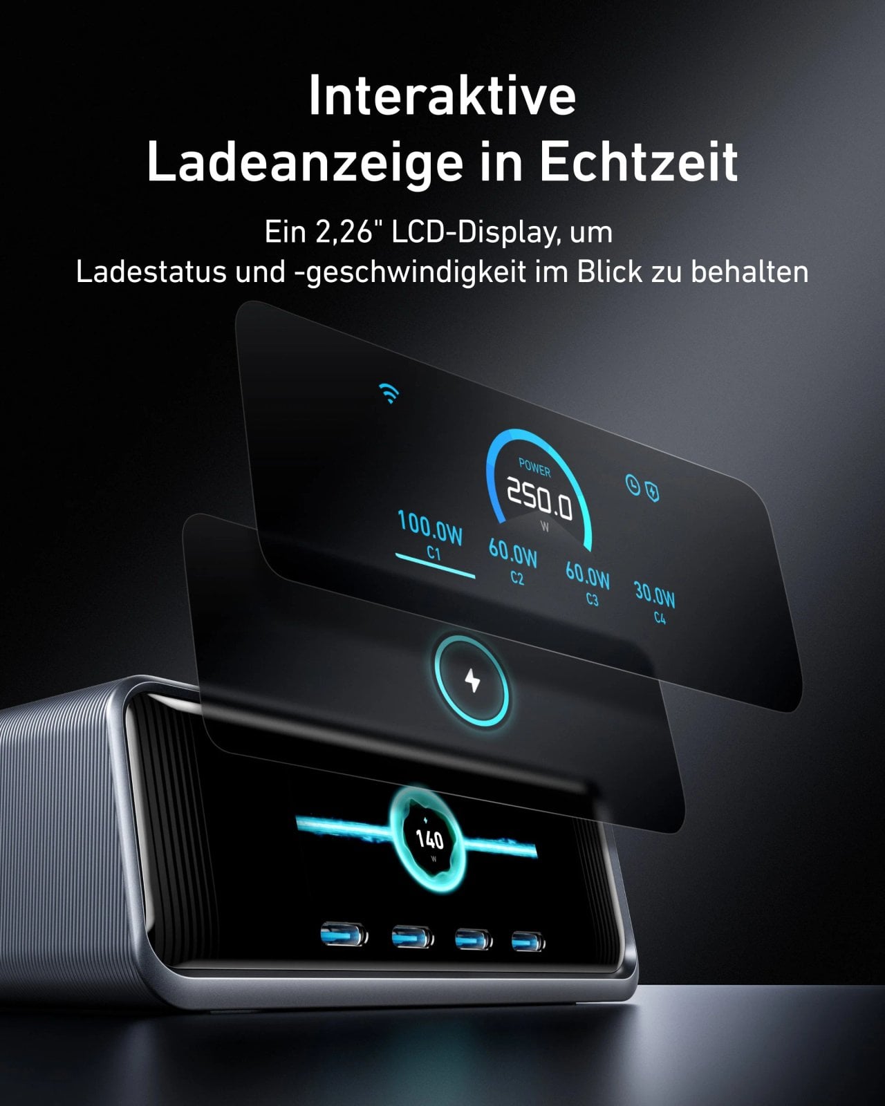 Anker Prime Ladegerät versorgt Geräte am Schreibtisch