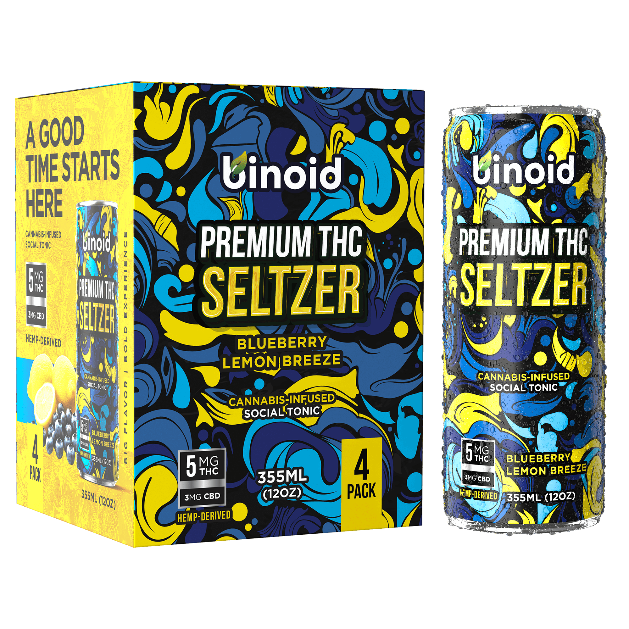 Good Vibes THC Seltzer Blueberry Lemon Breeze can