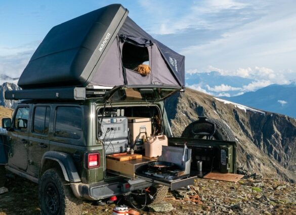 BLUETTI portable power station in an outdoor camping scene