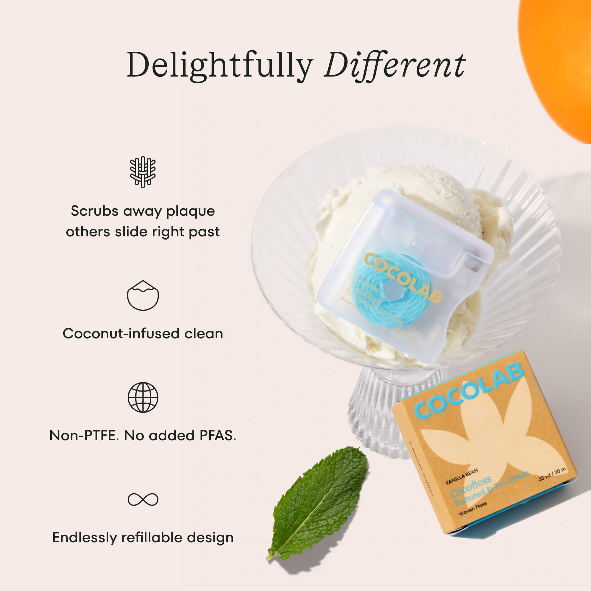 Vanilla Bean Cocofloss spool with dispenser