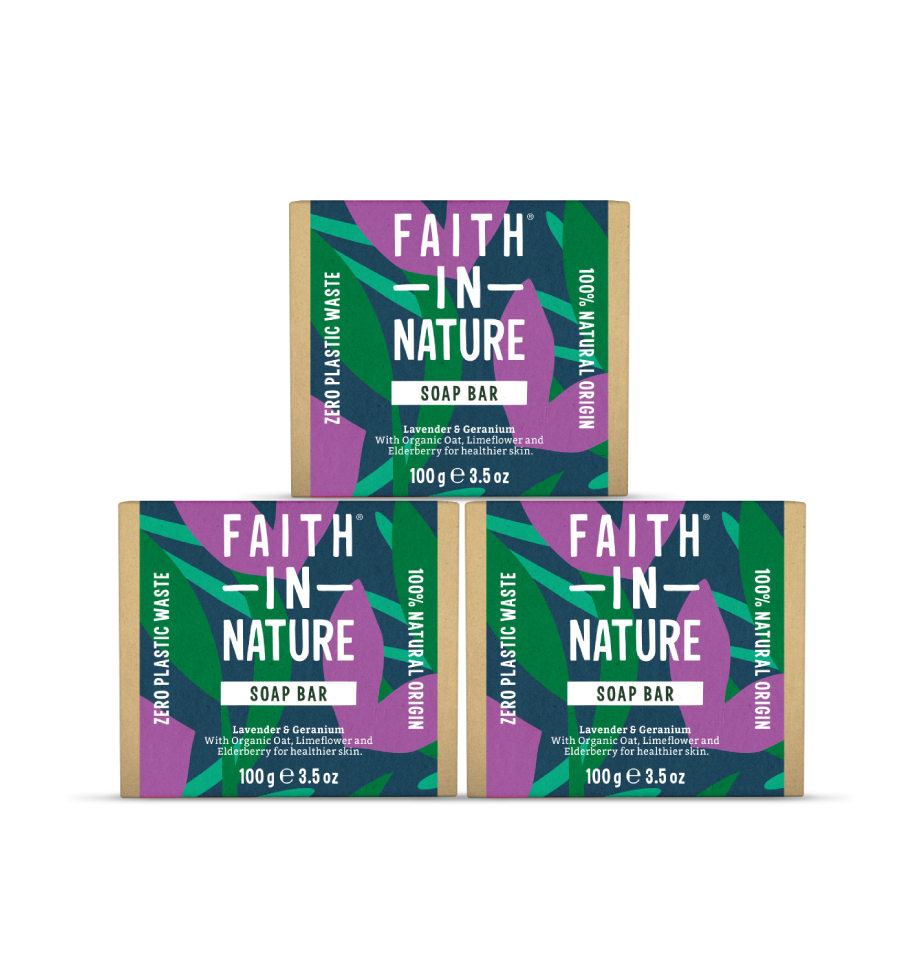 Faith In Nature Lavender and Geranium soap bar bundle