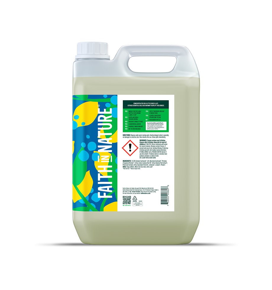 Faith In Nature Lemon washing up liquid refill