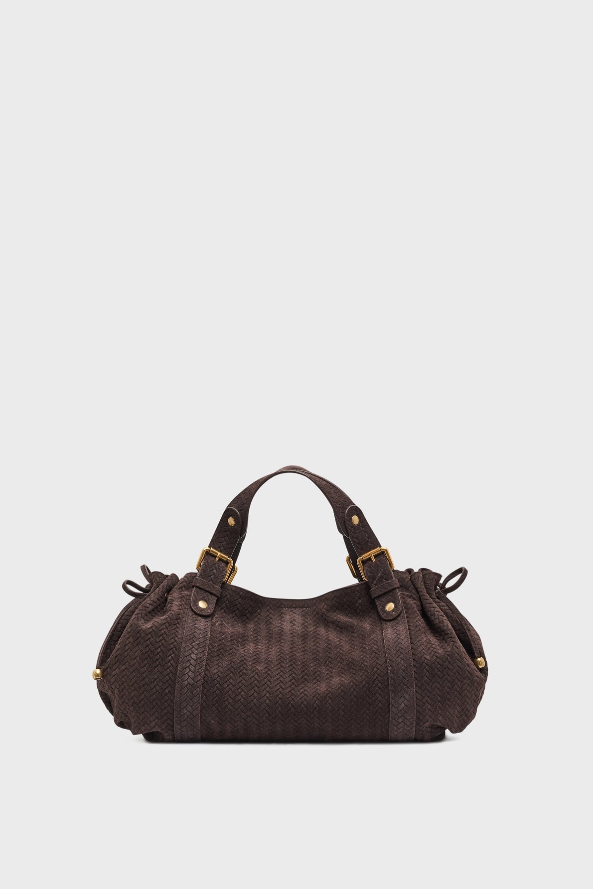Sac 24H Gerard Darel en cuir velours effet tresse cacao