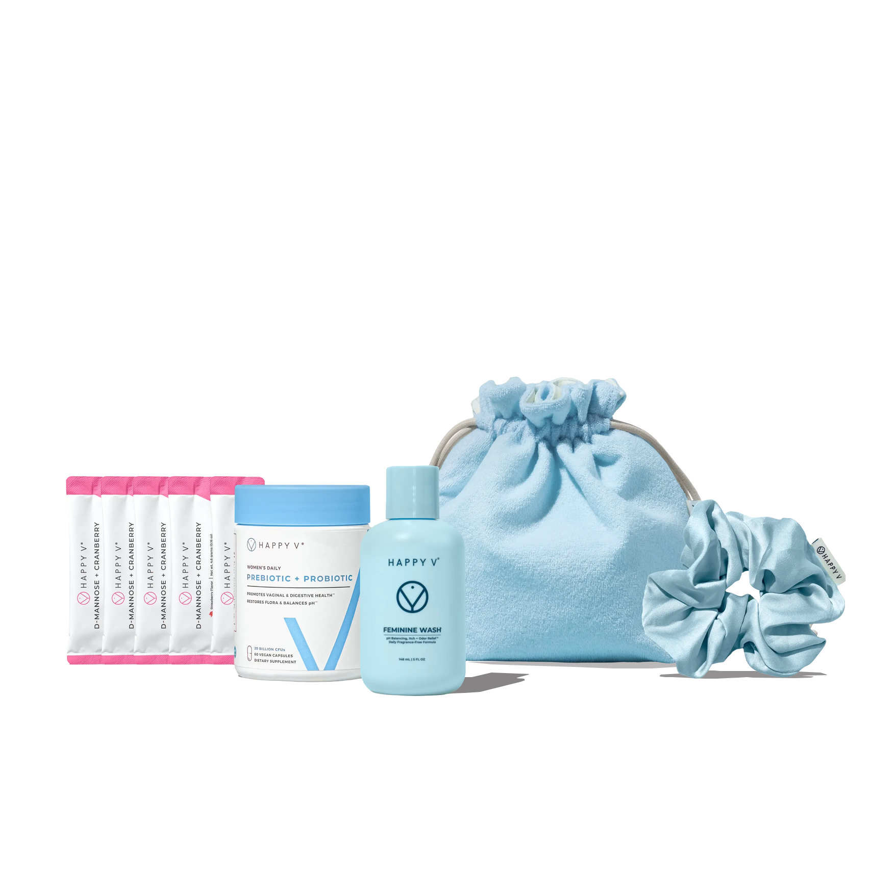 Happy V pH Balance Kit products arranged together