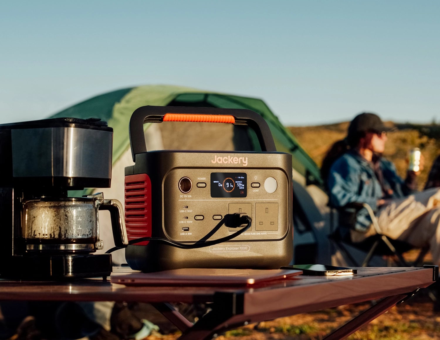 Jackery Explorer 1000 v2 power station at a campsite