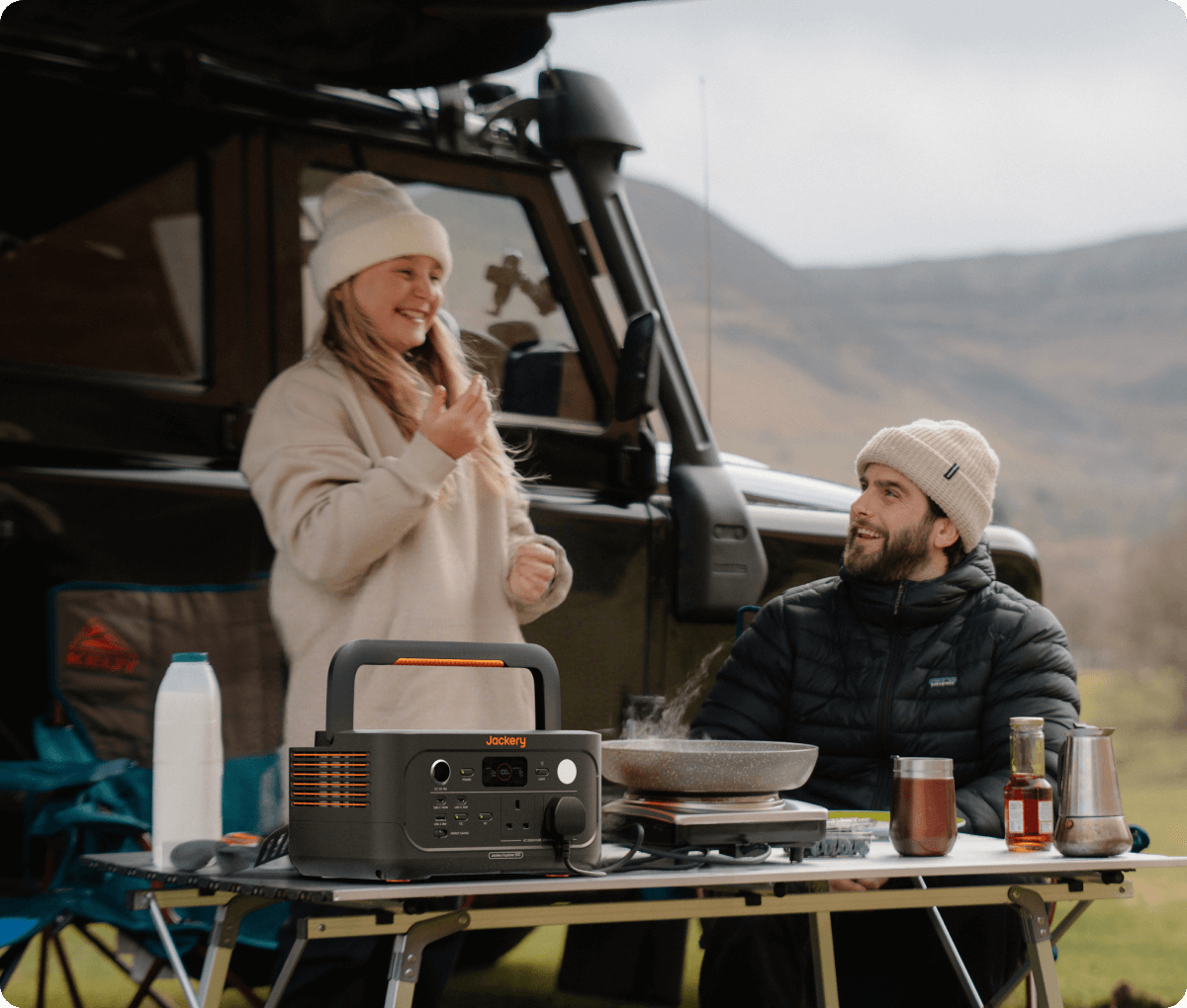 Jackery Explorer 500 v2 portable power station at a campsite