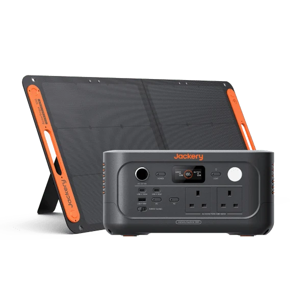 Explorer 500 v2 power station paired with a 100W solar panel