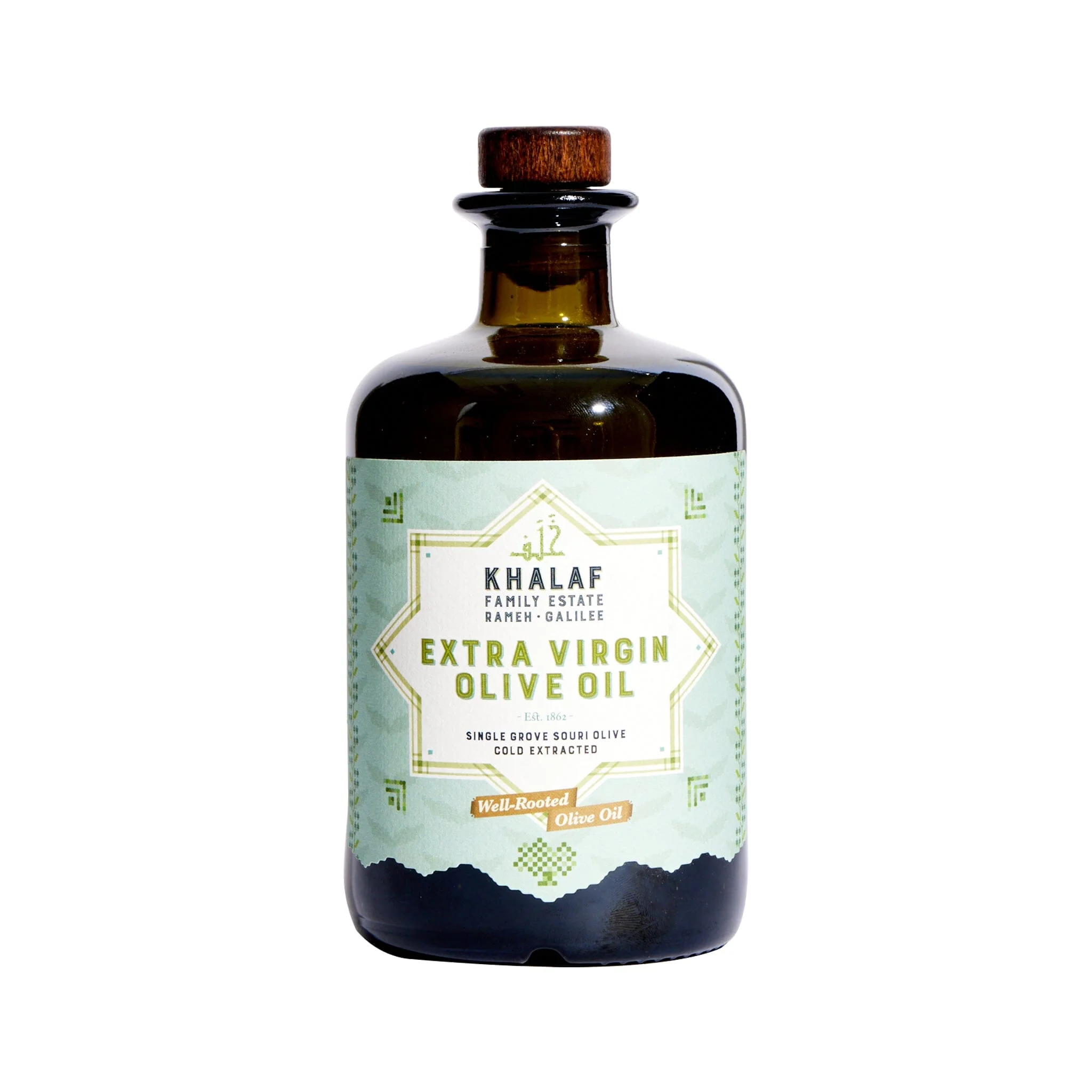 Bottle of Khalaf extra virgin olive oil