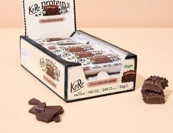 Packung vegane Proteinriegel Schoko Brownie von Korodrogerie