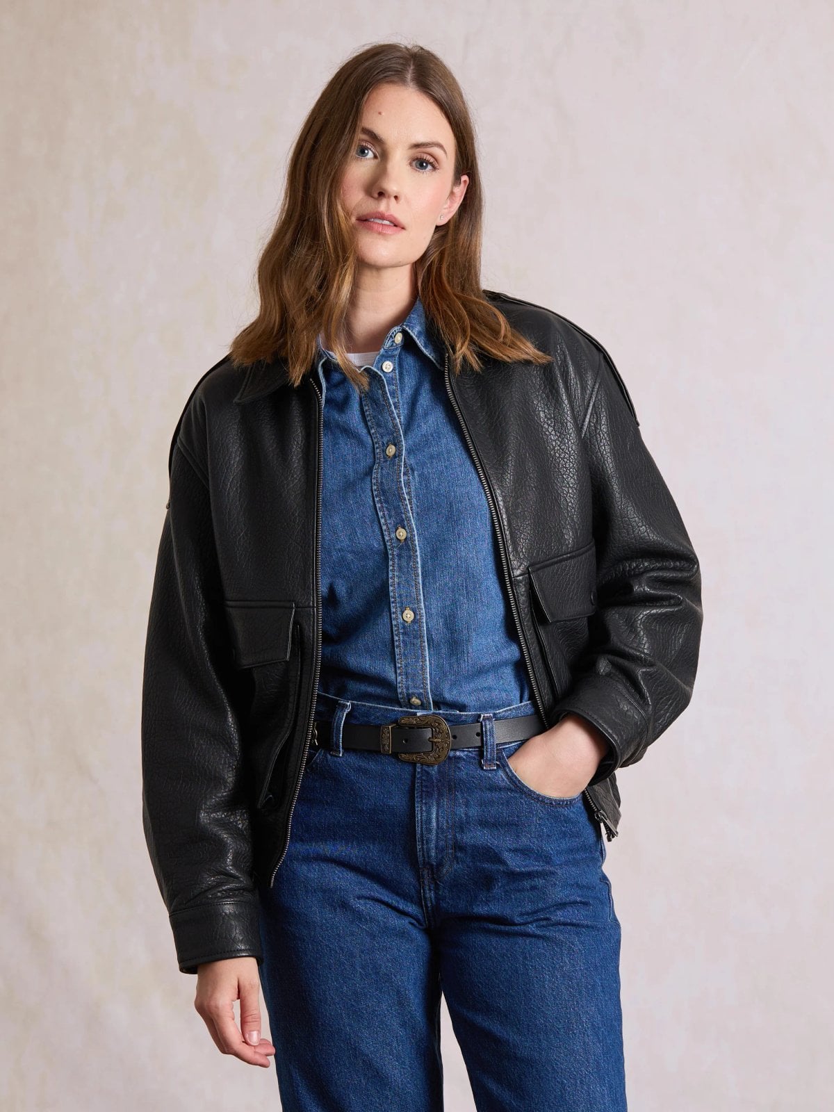 Caldbeck black leather jacket