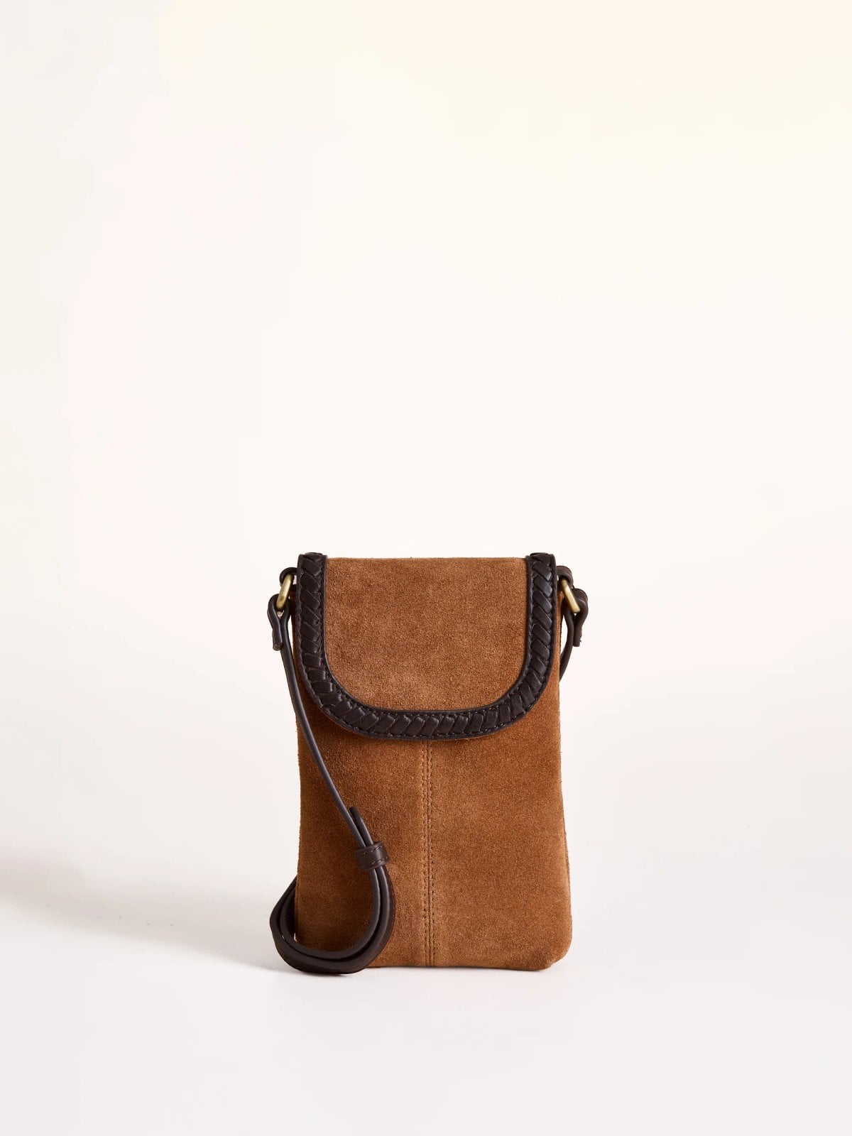 Scales chestnut suede mobile purse