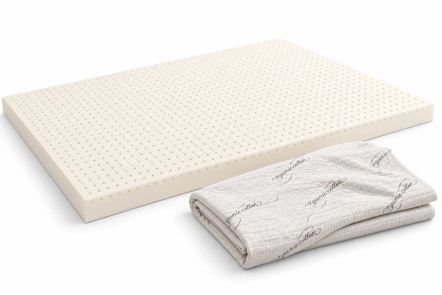 Latex mattress topper with its optional cover