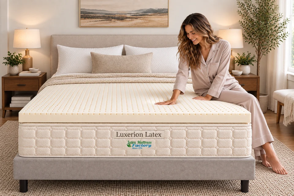 Latex topper layer placed on a mattress