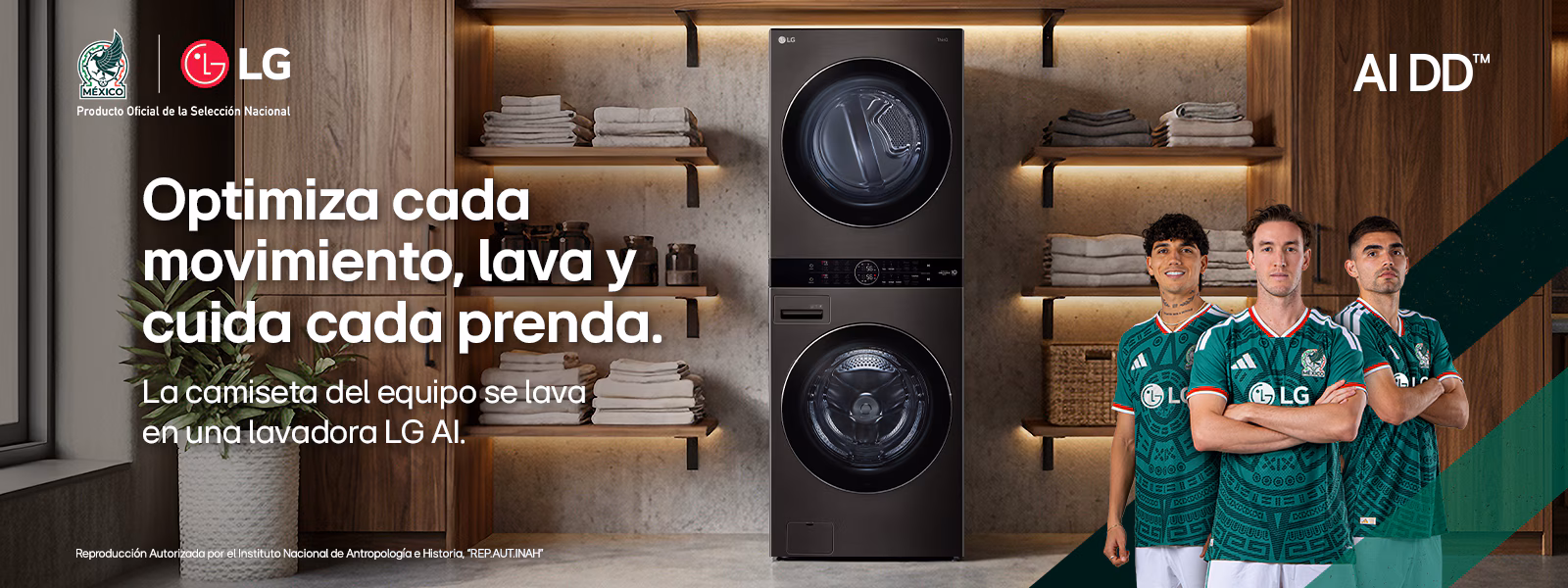 Lavadora LG en un área de lavandería