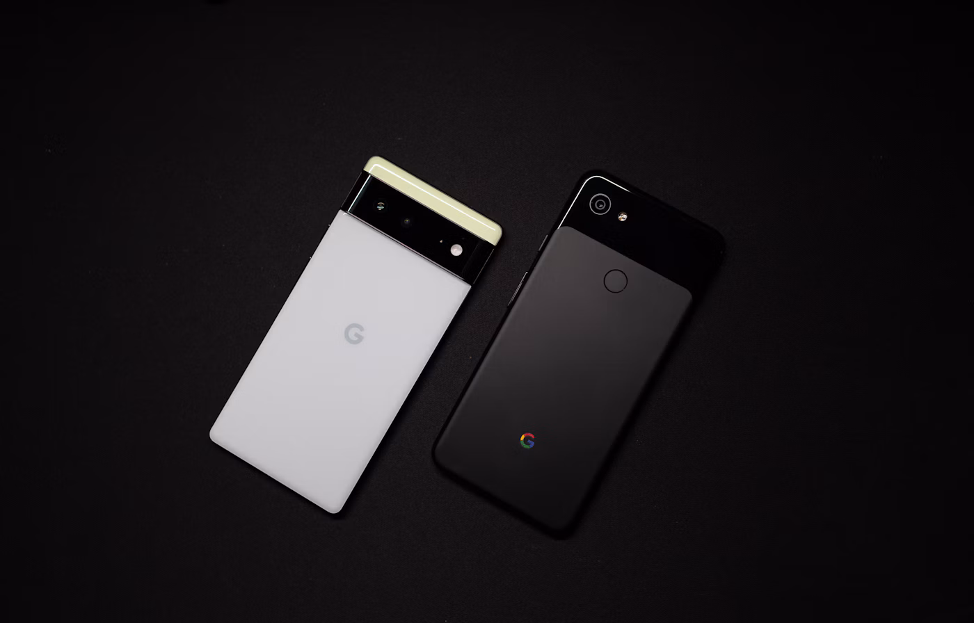 Google Pixel smartphone rear camera on a neutral product stand