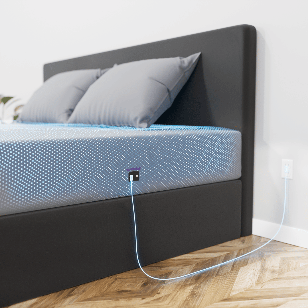 Novaa Grounding Sheet displayed on a bed