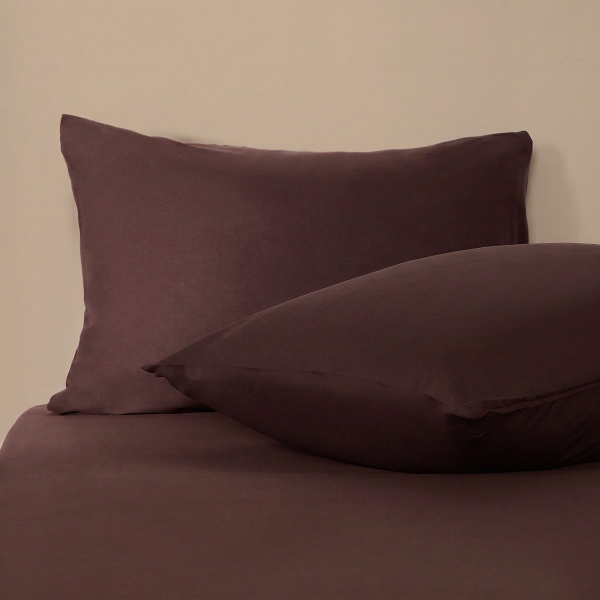 Coffee-coloured cotton housewife pillowcases