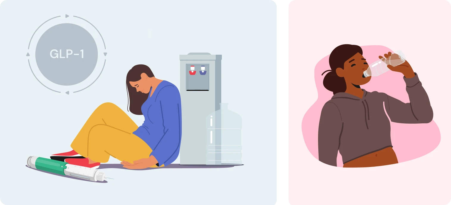 PillSorted health information image about dehydration and GLP-1 treatment