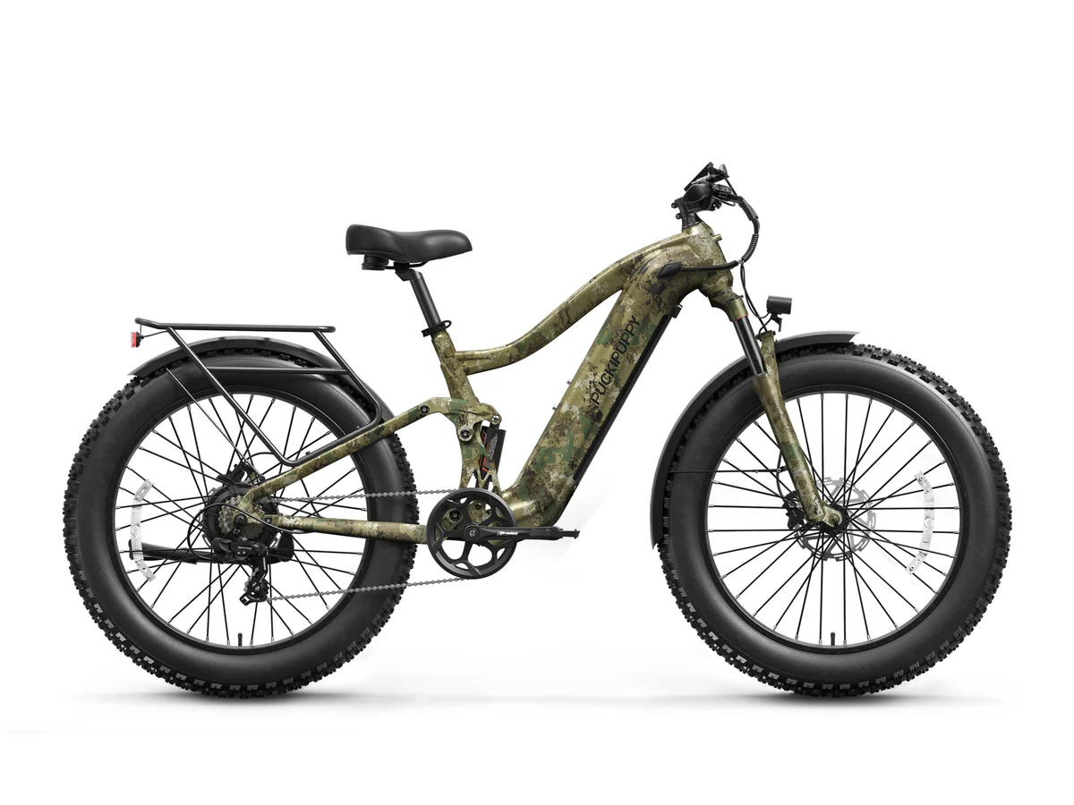 Puckipuppy Boxer electric bike in forest camouflage