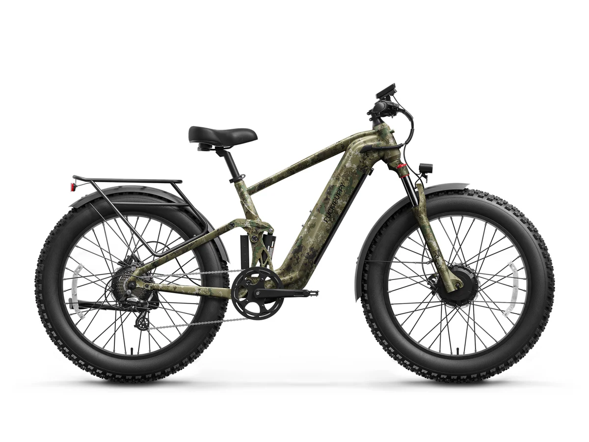 GoldenR Pro electric bike in forest camouflage