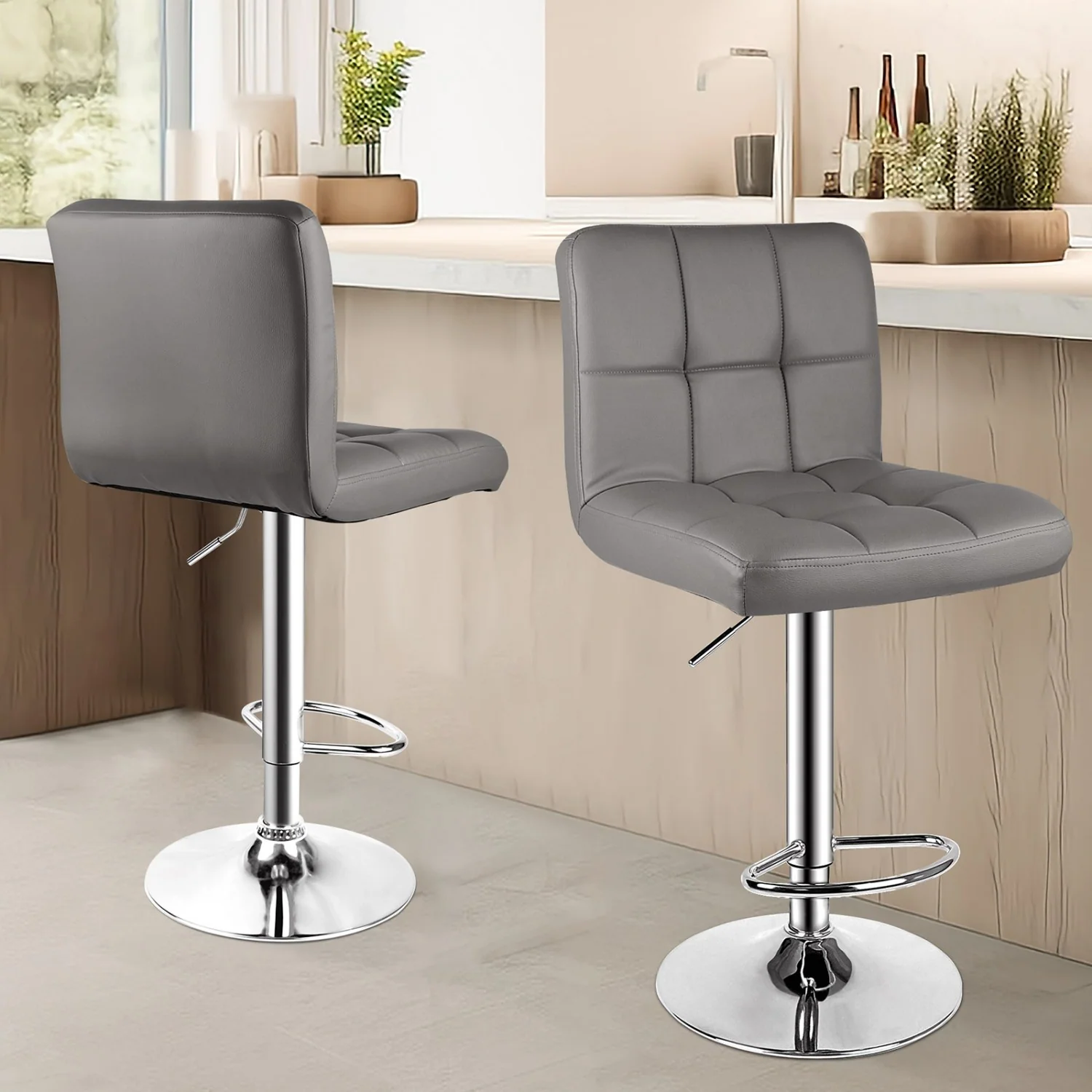 RattanTree pair of swivel bar stools with backrests