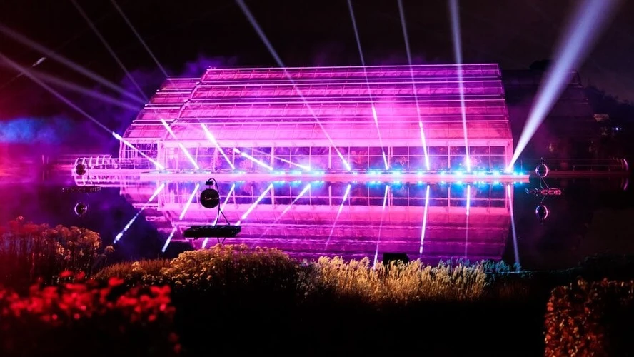 Colourful illuminated installation at RHS Wisley