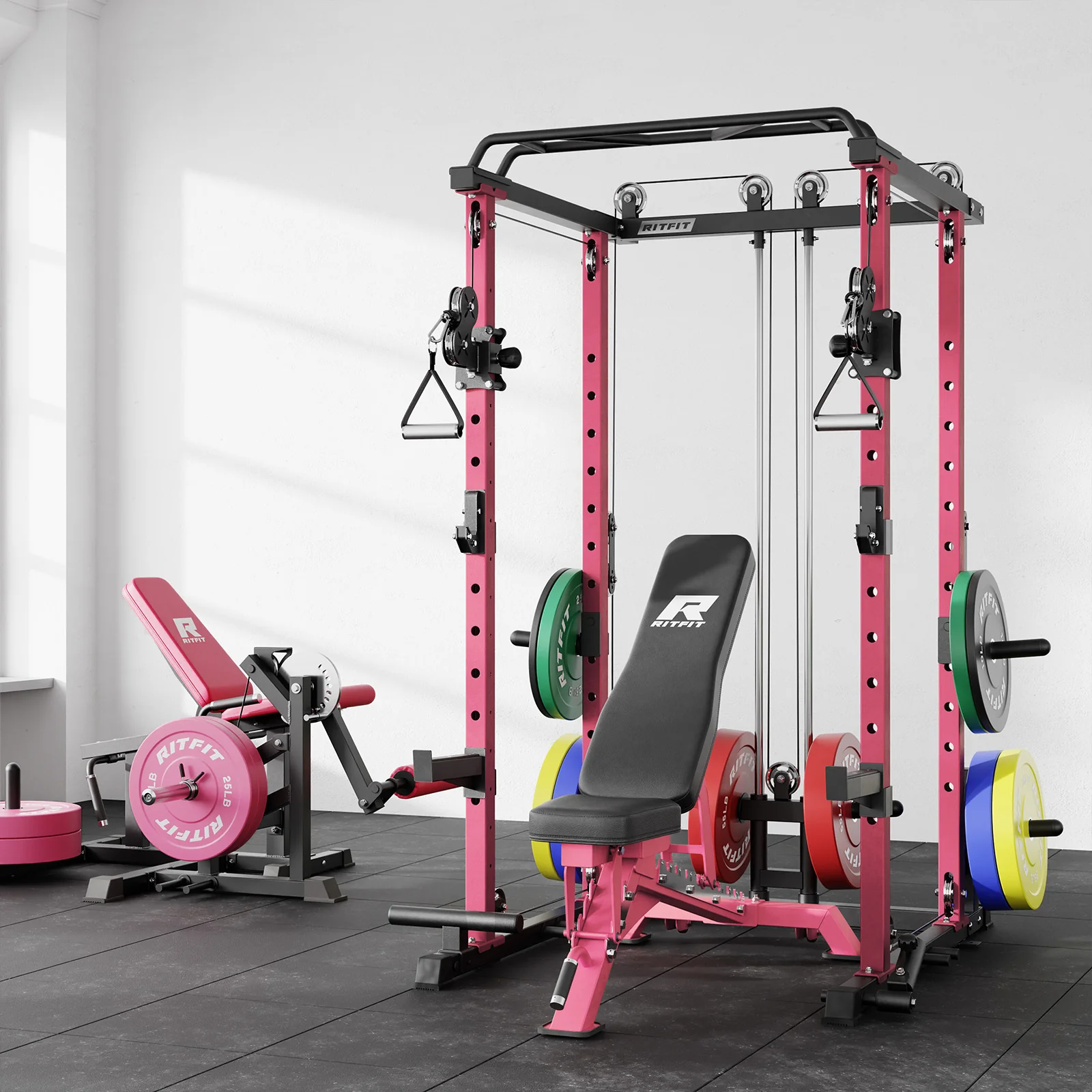 RITFIT P3 power cage arranged in a gym setting