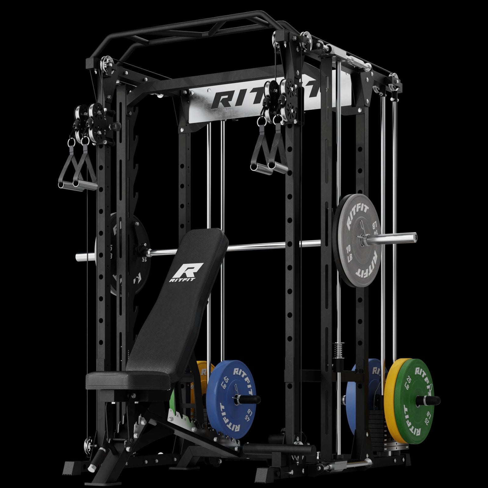 RITFIT LLC P9 power cage with 3D Smith machine and dual cable system