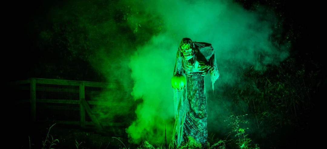 Family Halloween trail scene at Scream Time Margam Park
