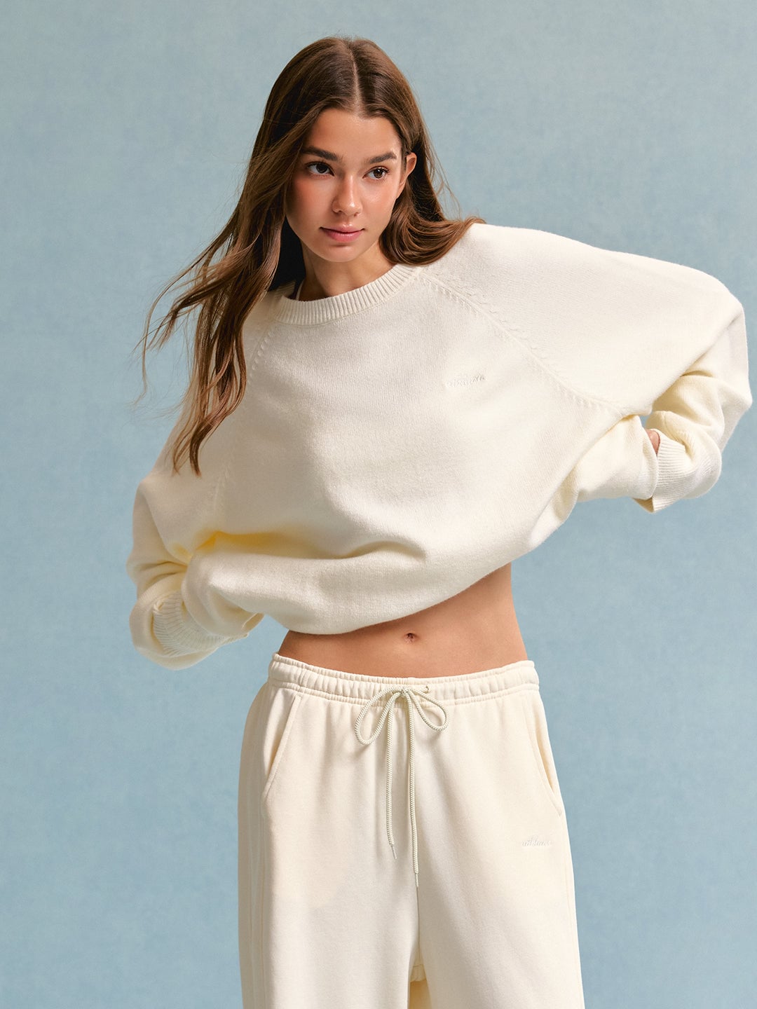 CloudKnit crew oversized sweatshirt shown on a model