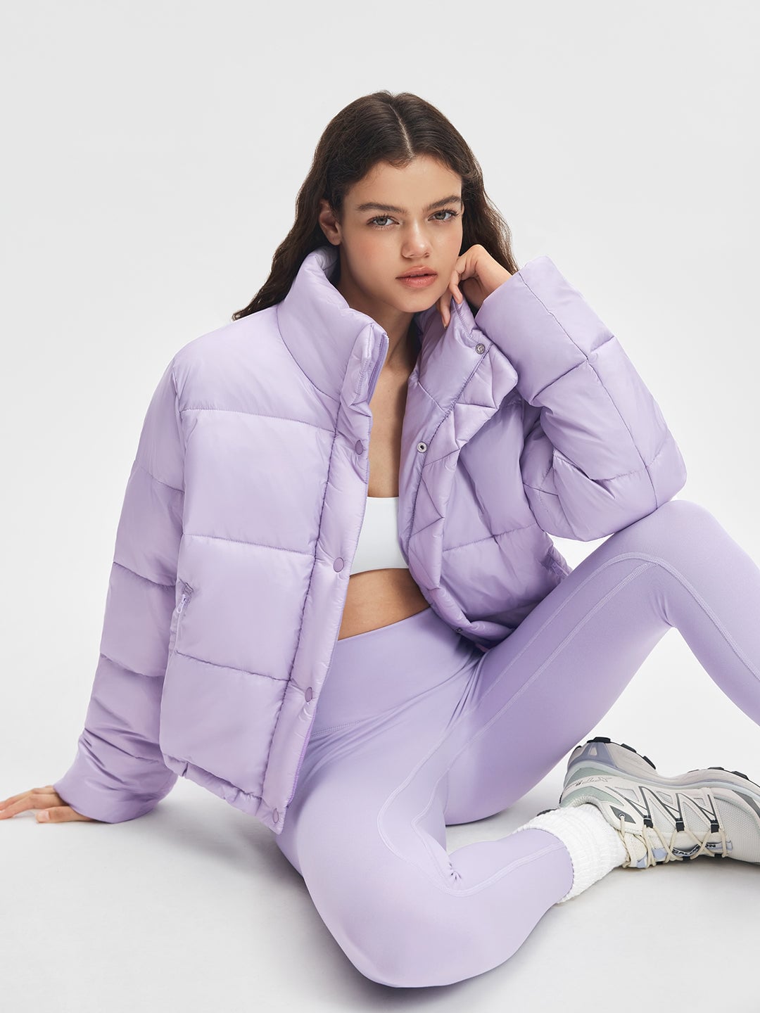 ShopAthluna Affiliate Cropped Hooded Puffer in lilac