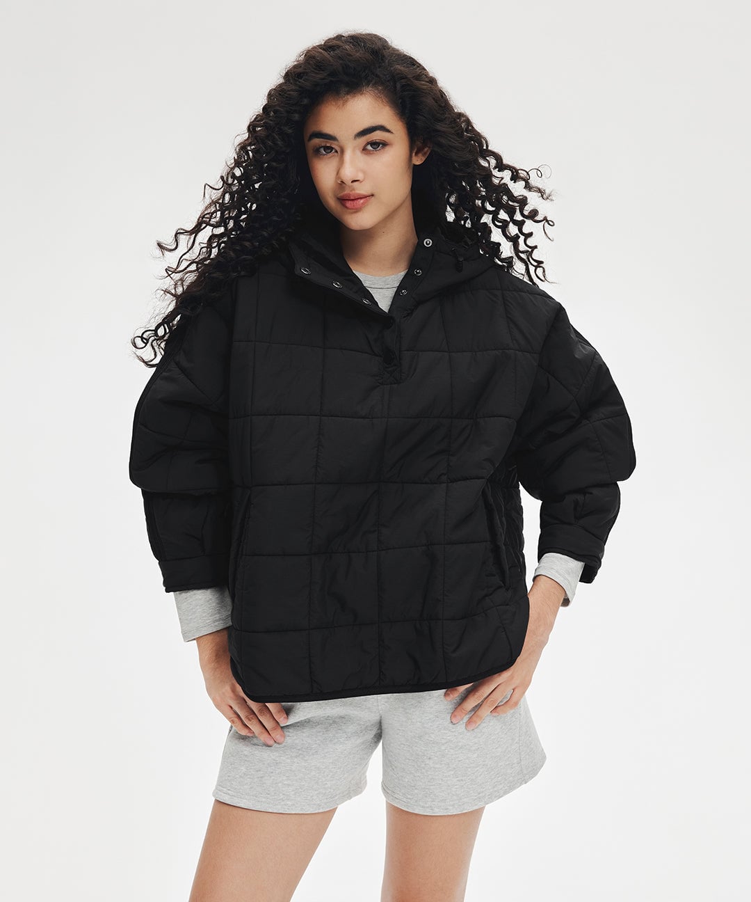 ShopAthluna Affiliate Half-Button Puffer Pullover in black