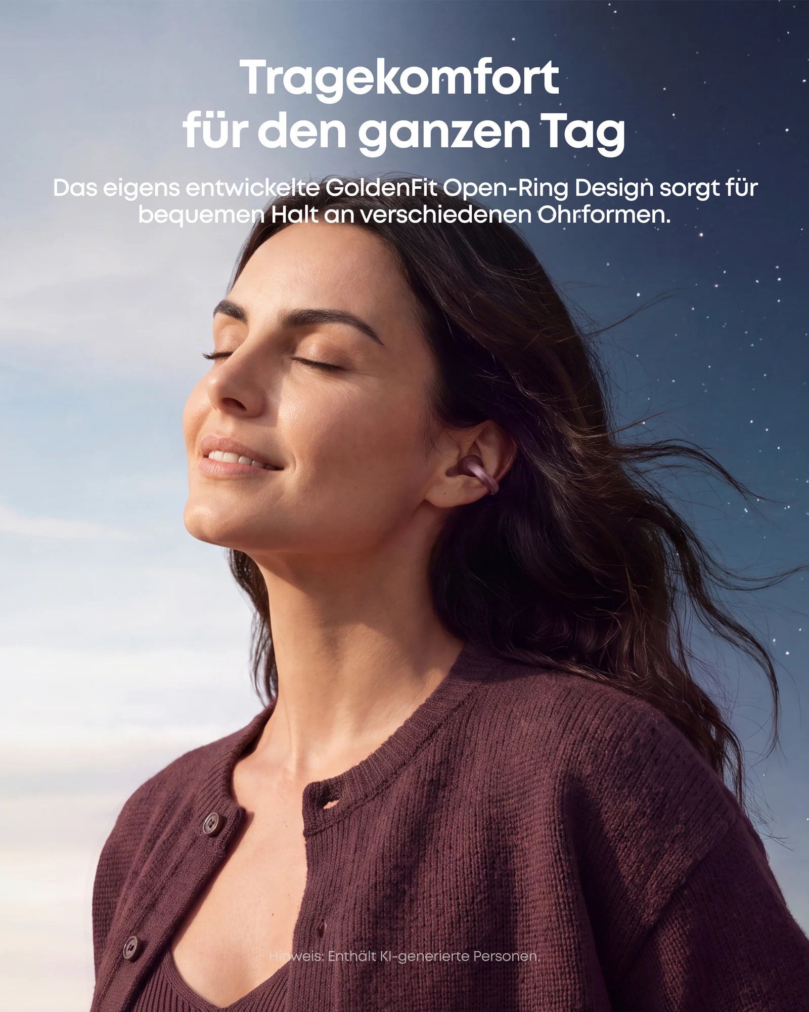 soundcore AeroClip 2 Clip-on-Kopfhörer in einer Produktdarstellung