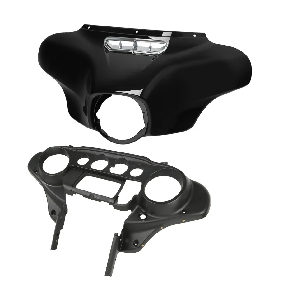 Black inner and outer front batwing fairing components for Harley Touring motorcycles