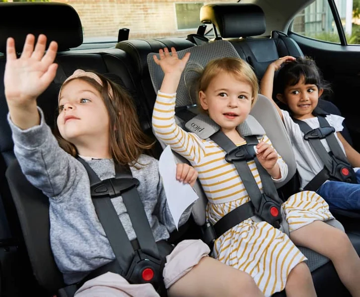 Pico car seat shown in a road trip setting